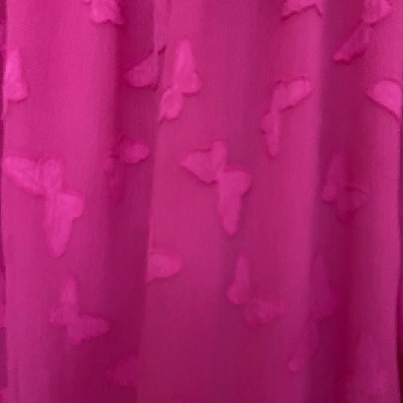 Michael Kors Bright sheer Fuschia material with butterflies women blouse Sz M - Picture 2 of 5